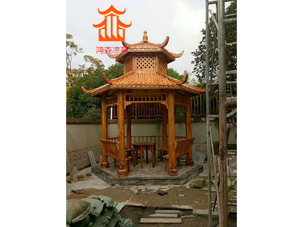 六角双层凉亭