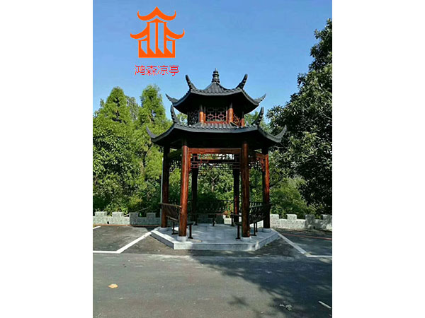 六角双层凉亭