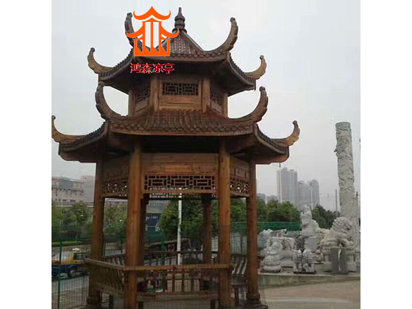六角双层凉亭