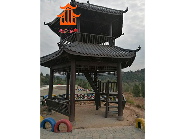 六角双层凉亭