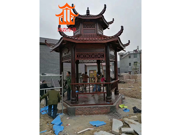 六角双层凉亭